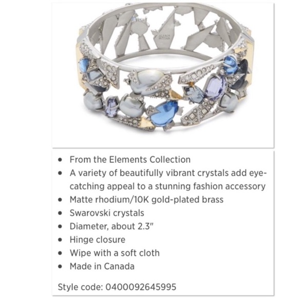 Alexis Bittar multi crystal matte rhodium 10k gold plated brass bangle bracelet - Picture 7 of 8